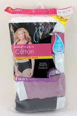 NWT Just My Size Women's Breathable Cotton Briefs Underwear Assorted 8-Pack Size